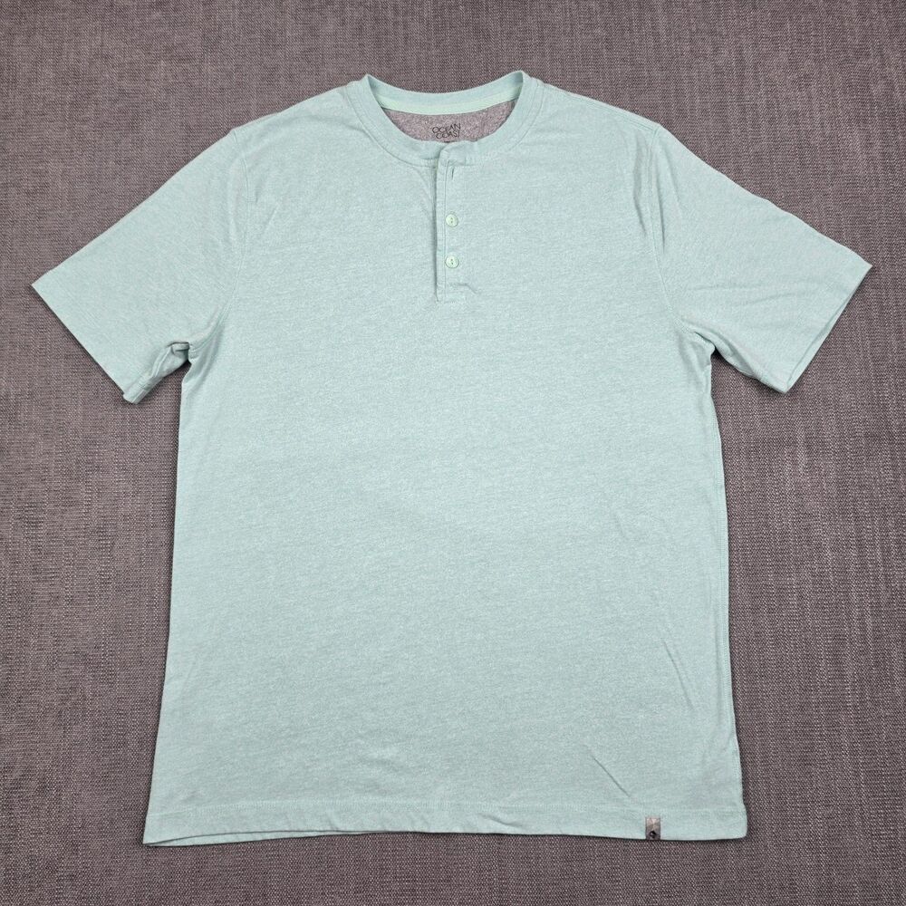 Ocean Coast Mens Henley Shirt Medium Mint Seafoam Green Short Sleeve Casual Tee
